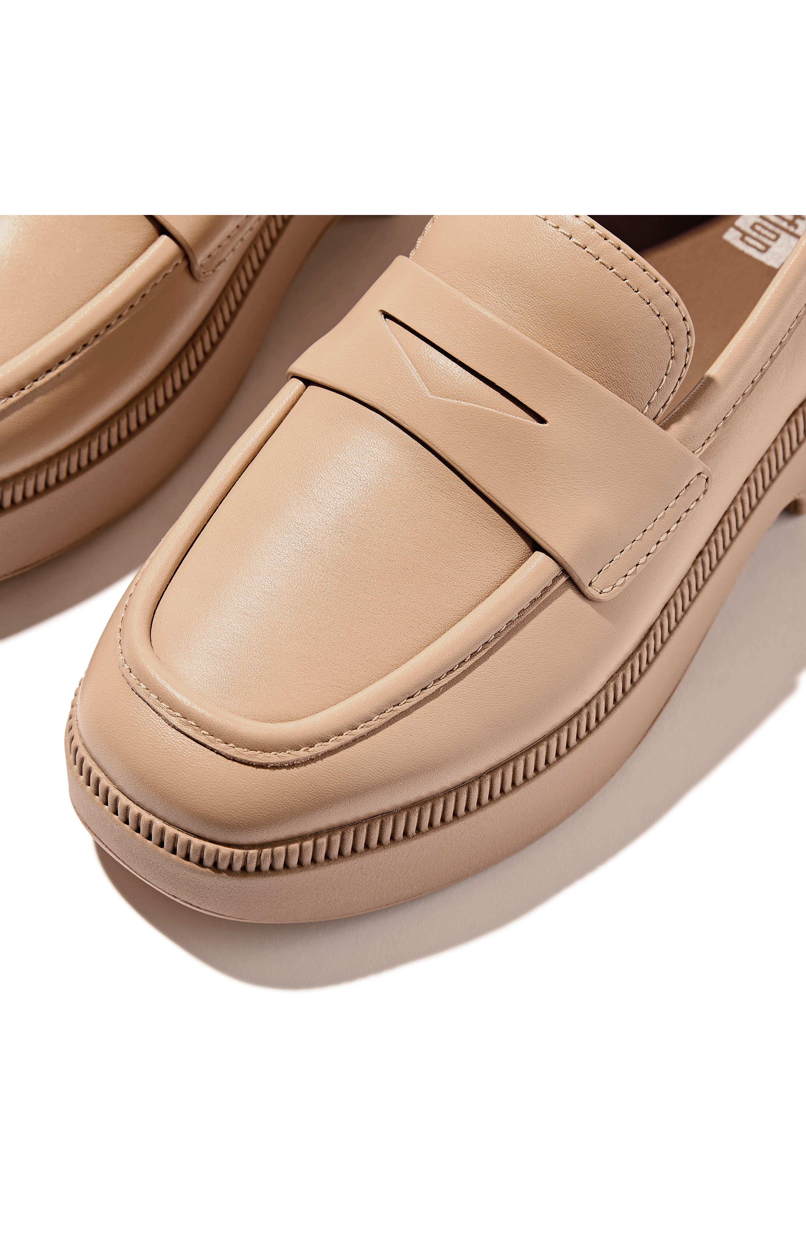 FitFlop Luma Leather Demi Wedge Loafer, Alternate, color, Classic Beige