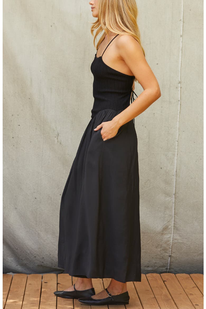 Mixed Media Maxi Dress, Alternate, color, Black