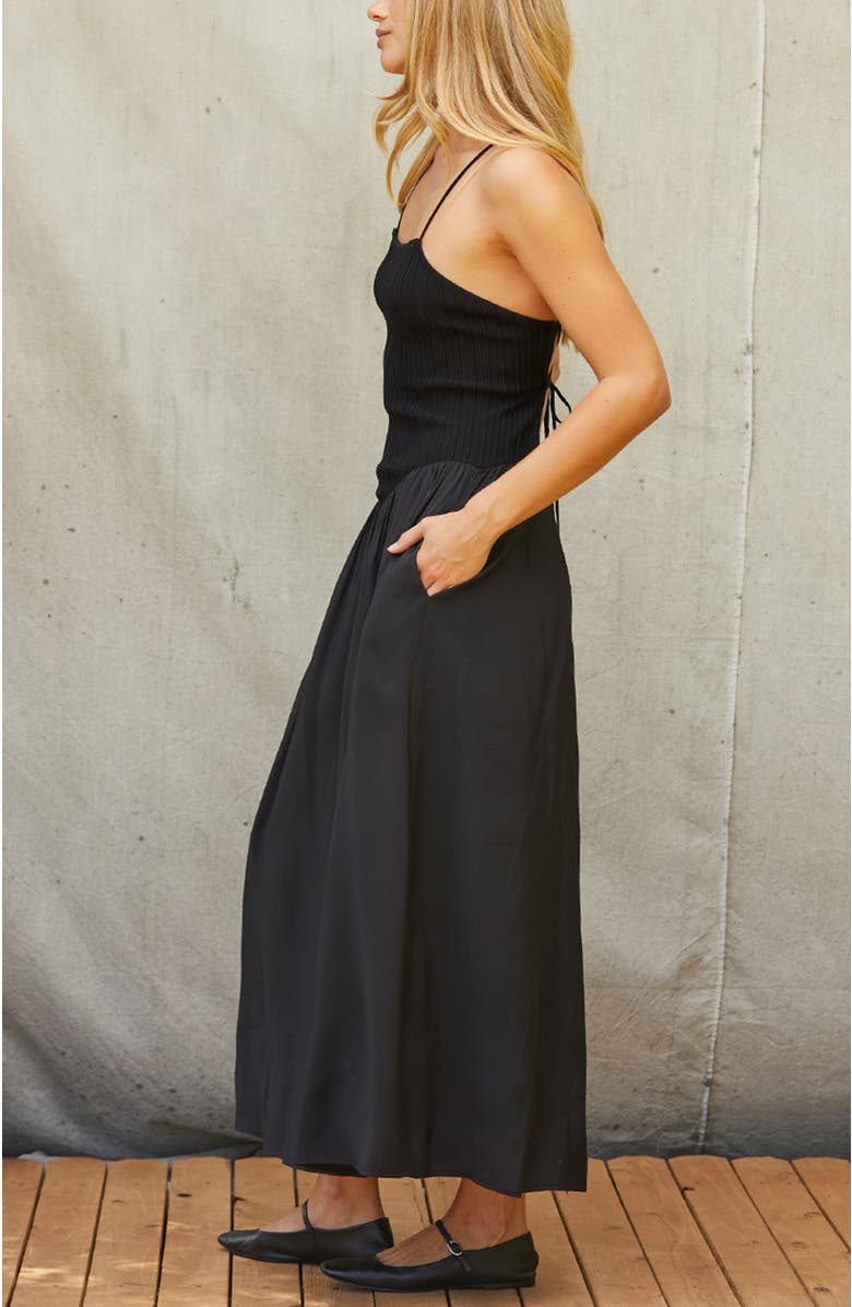 CRESCENT Mixed Media Maxi Dress, Alternate, color, Black