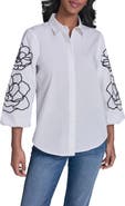 KARL LAGERFELD PARIS Floral Puff Sleeve Shirt