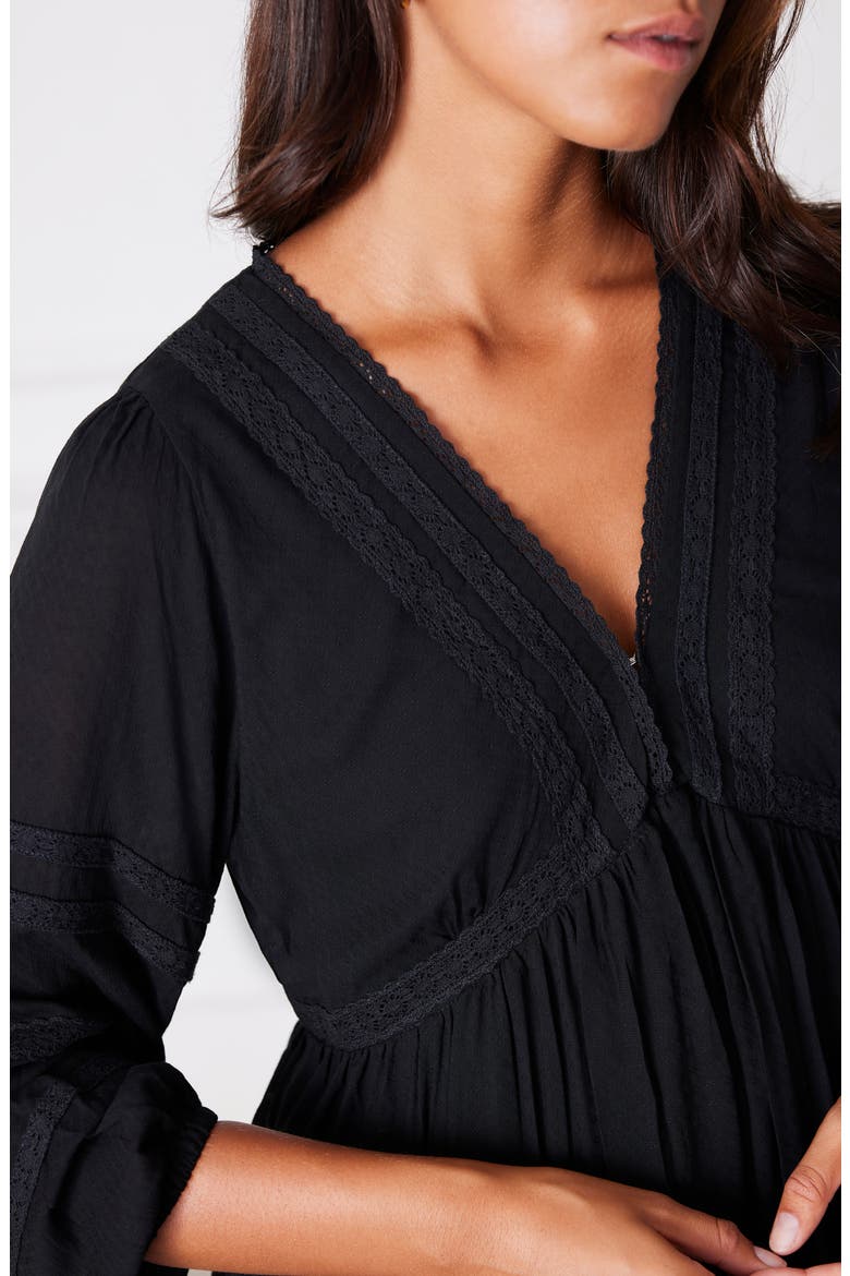 Magnolia Lace Inset Midi Dress, Alternate, color, Black