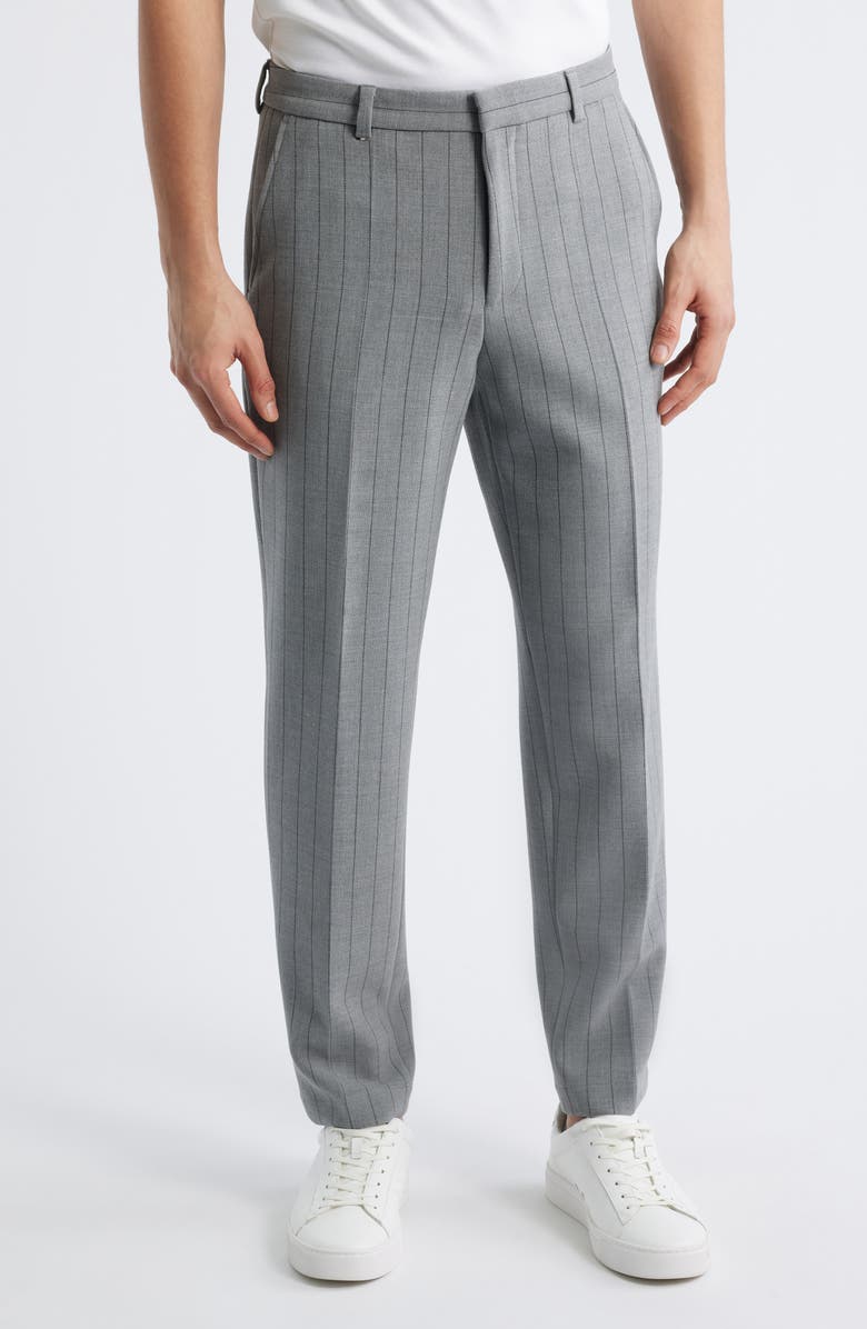 BOSS Perin Stripe Flat Front Stretch Dress Pants, Main, color, 