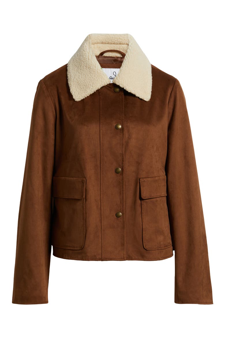 Faux Leather Jacket with Faux Shearling Collar, Alternate, color, CYRUS TAN