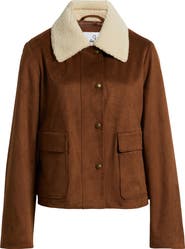 Sam Edelman Faux Leather Jacket with Faux Shearling Collar
