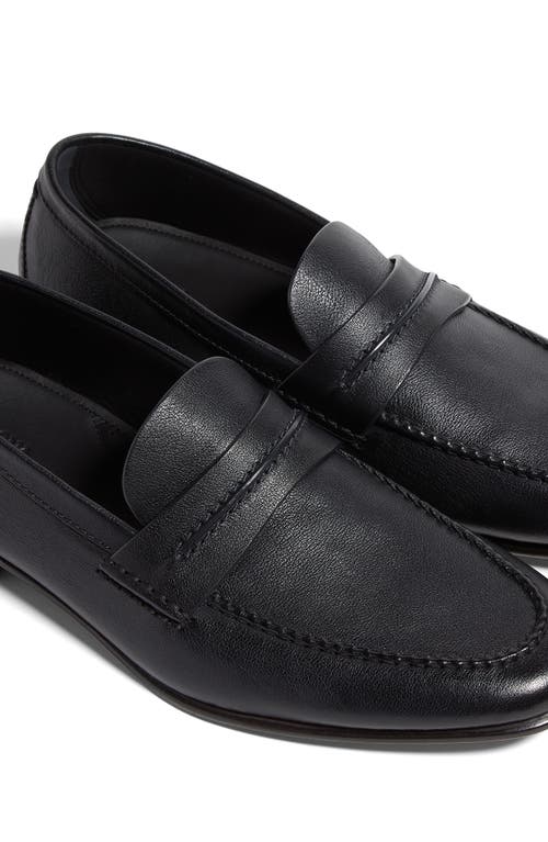 Zegna Black Natural Grain Leather Mocassin Loafer In Black Solid