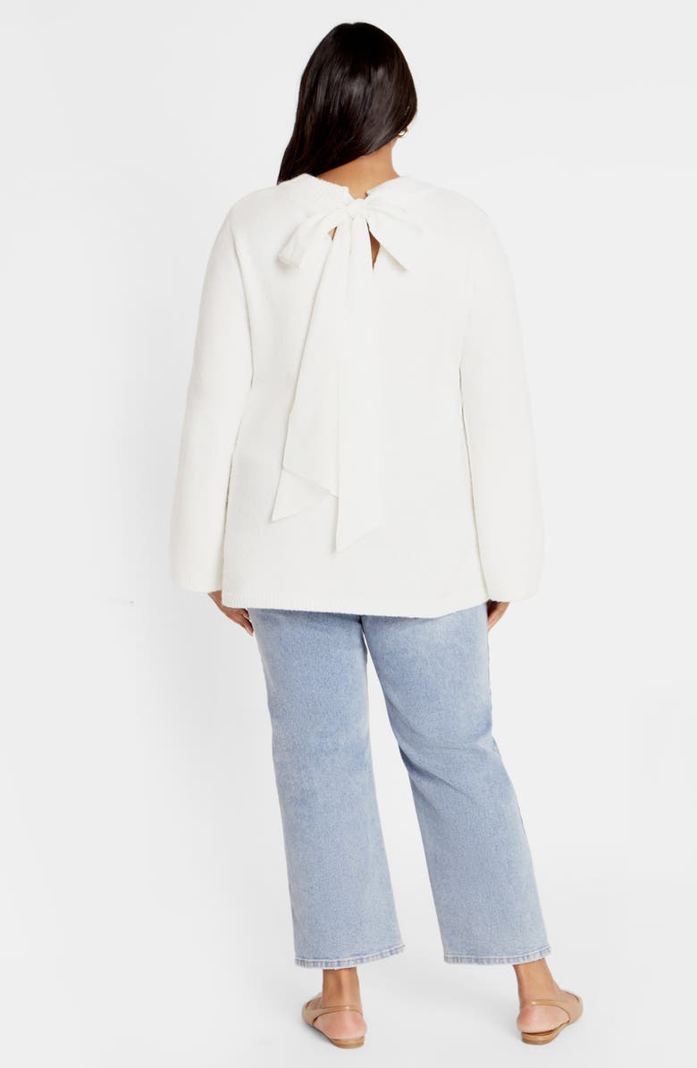 City Chic Bow Back Bell Sleeve Sweater, Alternate, color, Ivory