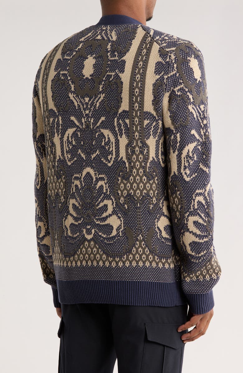 TRUTH Bird's Eye Cotton Jacquard Cardigan, Alternate, color, Navy/ Natural Combo