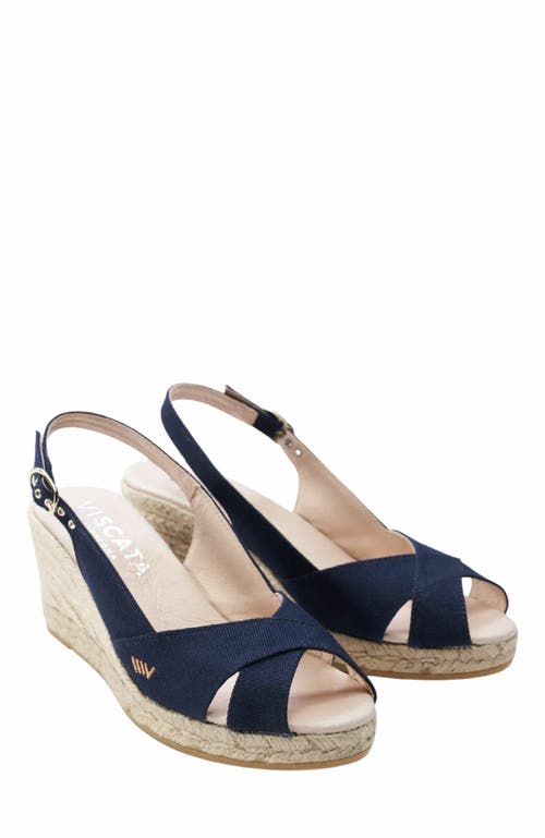 Viscata Llansa Limited Edition Canvas Espadrille Sandal Wedges In Blue