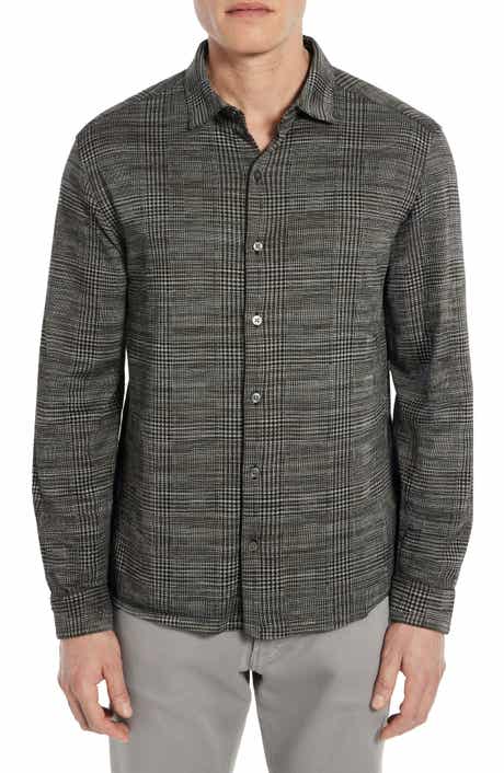 Robert Barakett Dario Glen Plaid Knit Button-Up Shirt