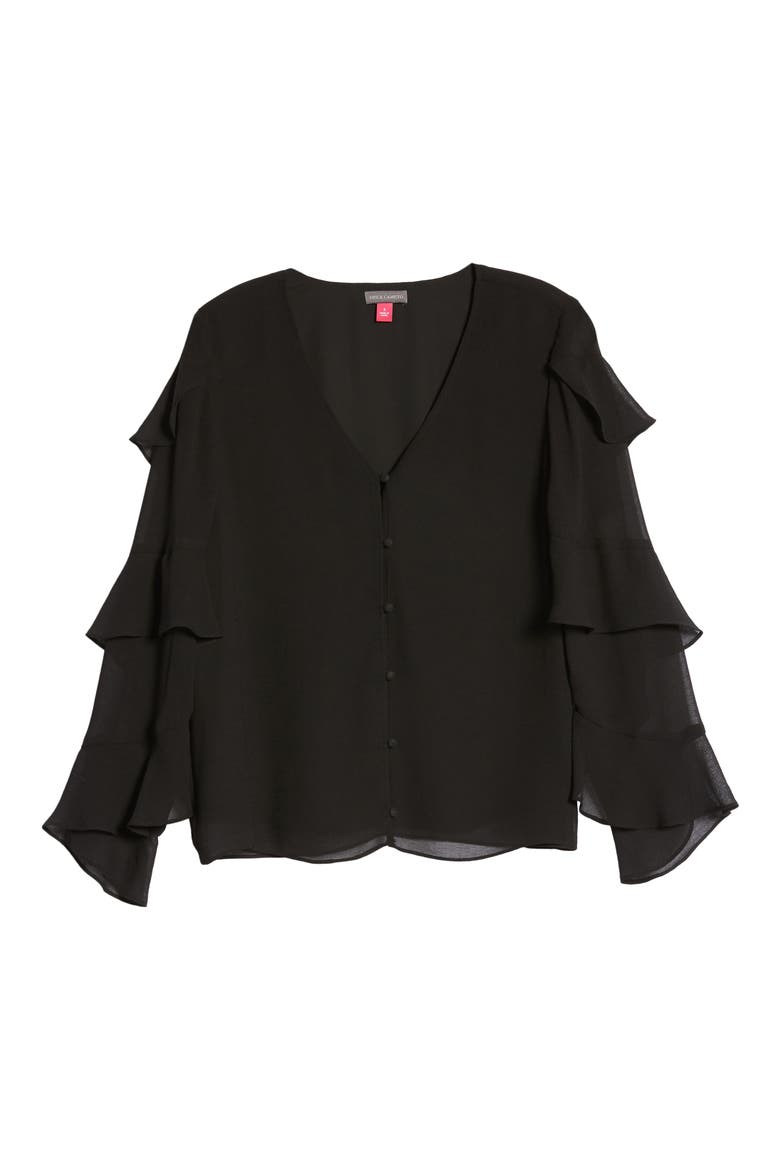 Tiered Sleeve Chiffon Blouse, Alternate, color, RICH BLACK