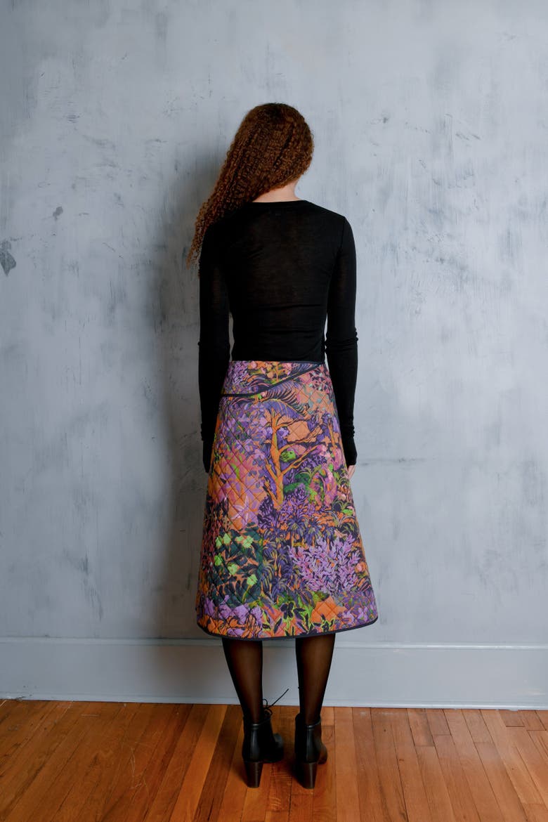 Rose A-Line Quilted Midi Wrap Skirt, Alternate, color, Horae