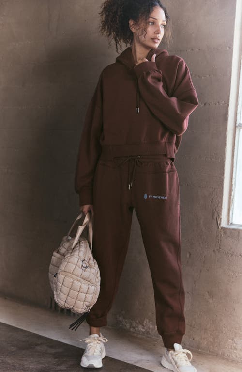 Shop Free People Fp Movement Undefeated Cotton Blend Hoodie & Jogger Set In Cocoa