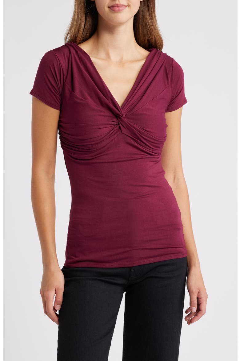 Twist Detail Stretch Detail Top, Main, color, BURGUNDY