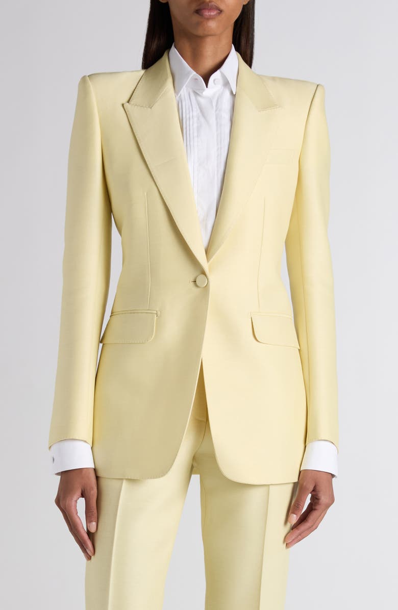 TOM FORD Strong Shoulder Wool 
Silk Radzimir Jacket, Main, color, Pale Lemon