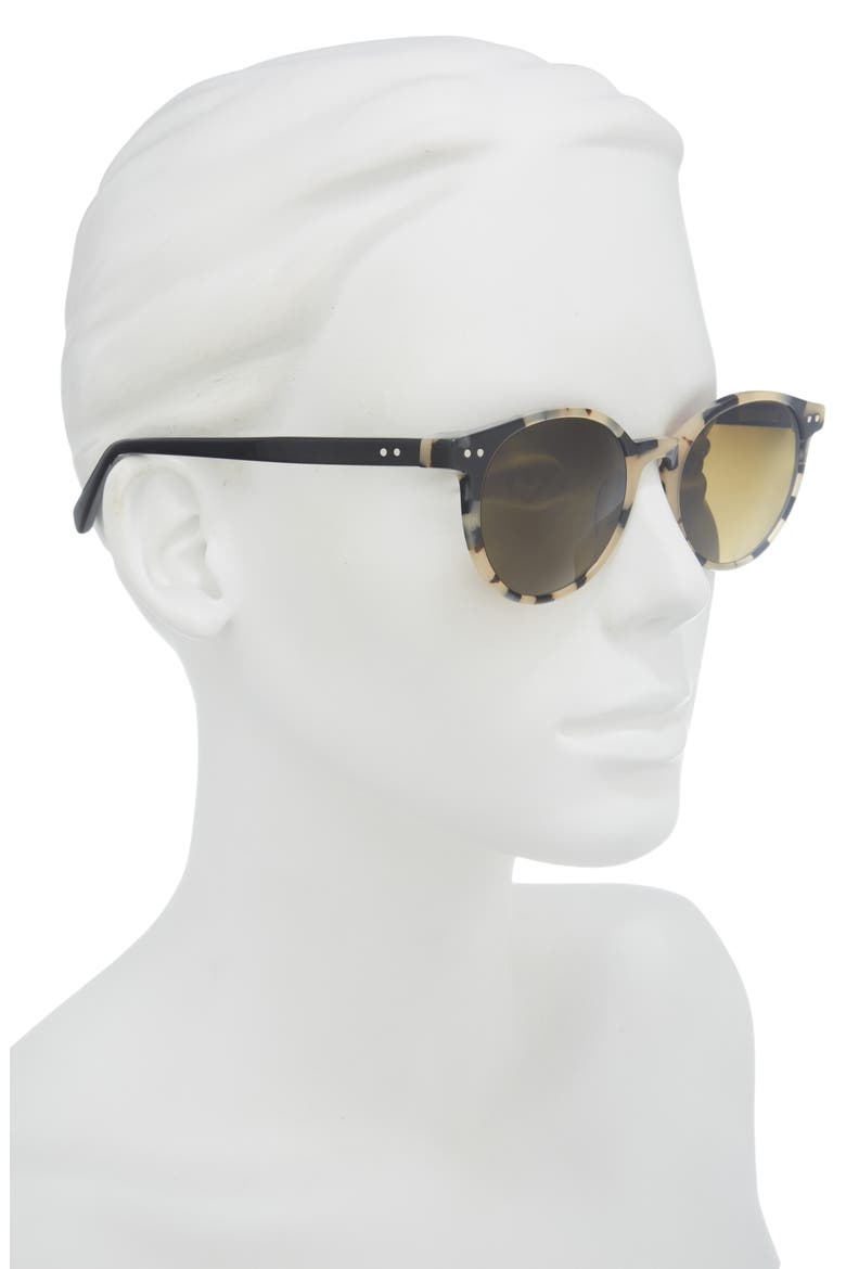 Case Closed 50mm Polarized Round Sunglasses, Alternate, color, BLACK / WHITE TORT / BROWN