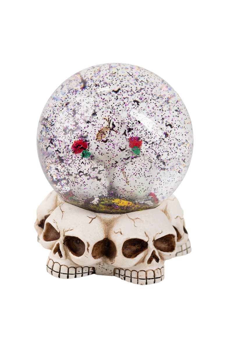 Northlight LED Lighted Skulls and Roses Halloween Snow Globe with Sound - 6", Alternate, color, Beige