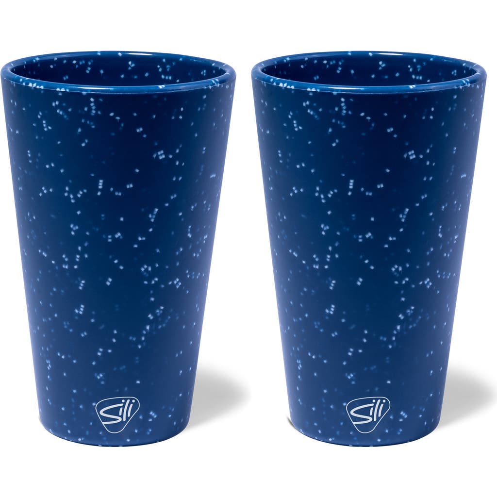 Silipint Silicone Pint Glasses 2 Pack Speckled Blue 16oz Unbreakable Cups