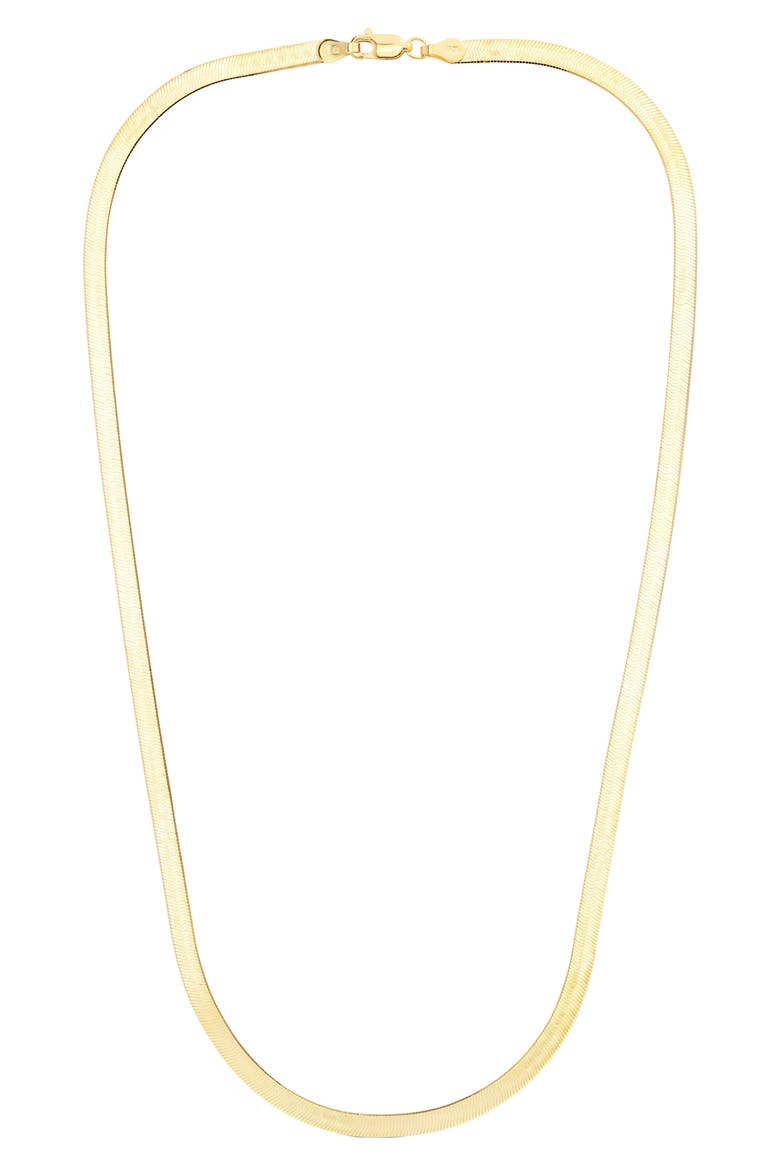 14K Gold Plated Sterling Silver 3.4mm Herringbone Chain Necklace, Main, color, YELLOW