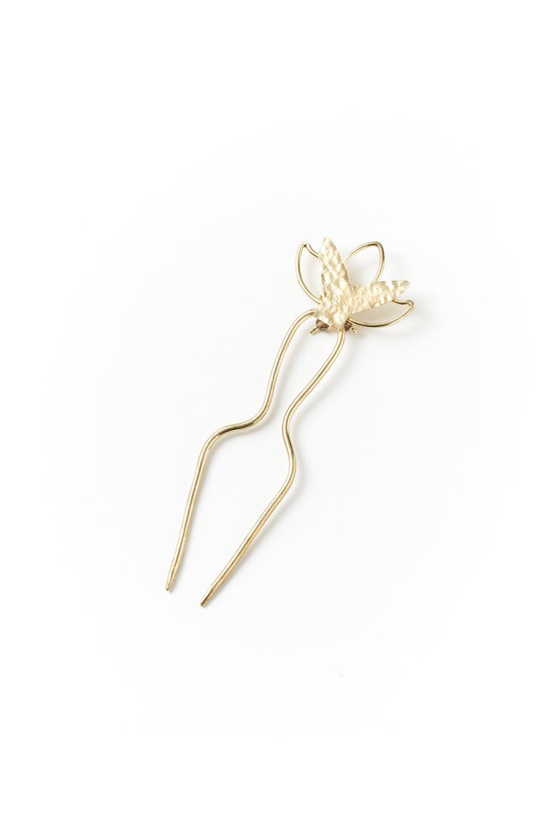 Kairavini Lotus Hair Pin, Alternate, color, Metallic Gold