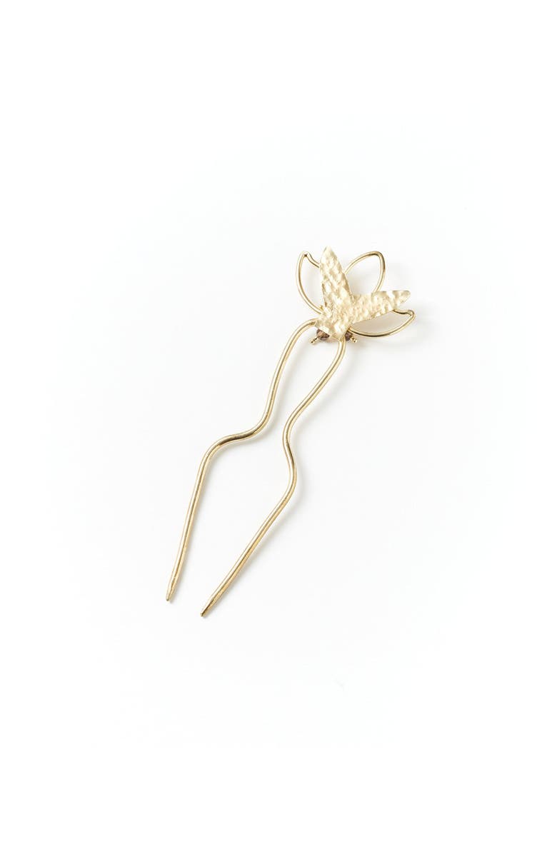 Matr Boomie Kairavini Lotus Hair Pin, Alternate, color, Metallic Gold