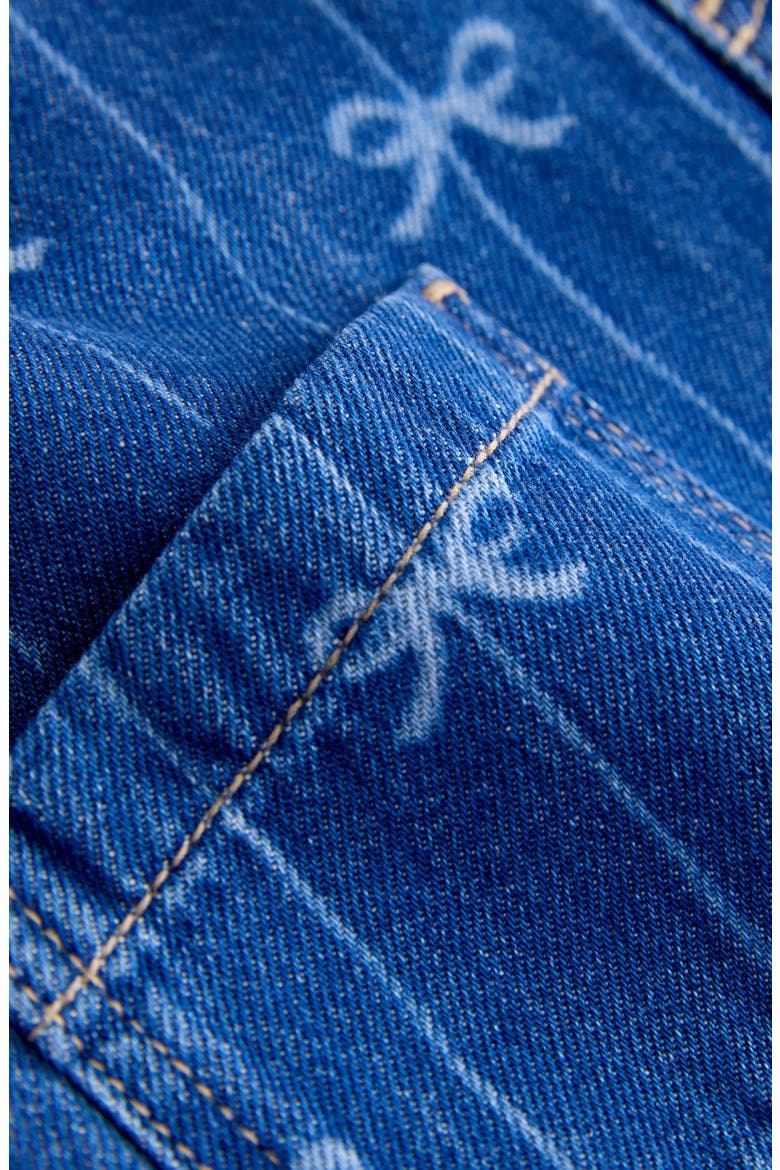 Kids' Bow Pattern Denim Overalls, Alternate, color, BLUE