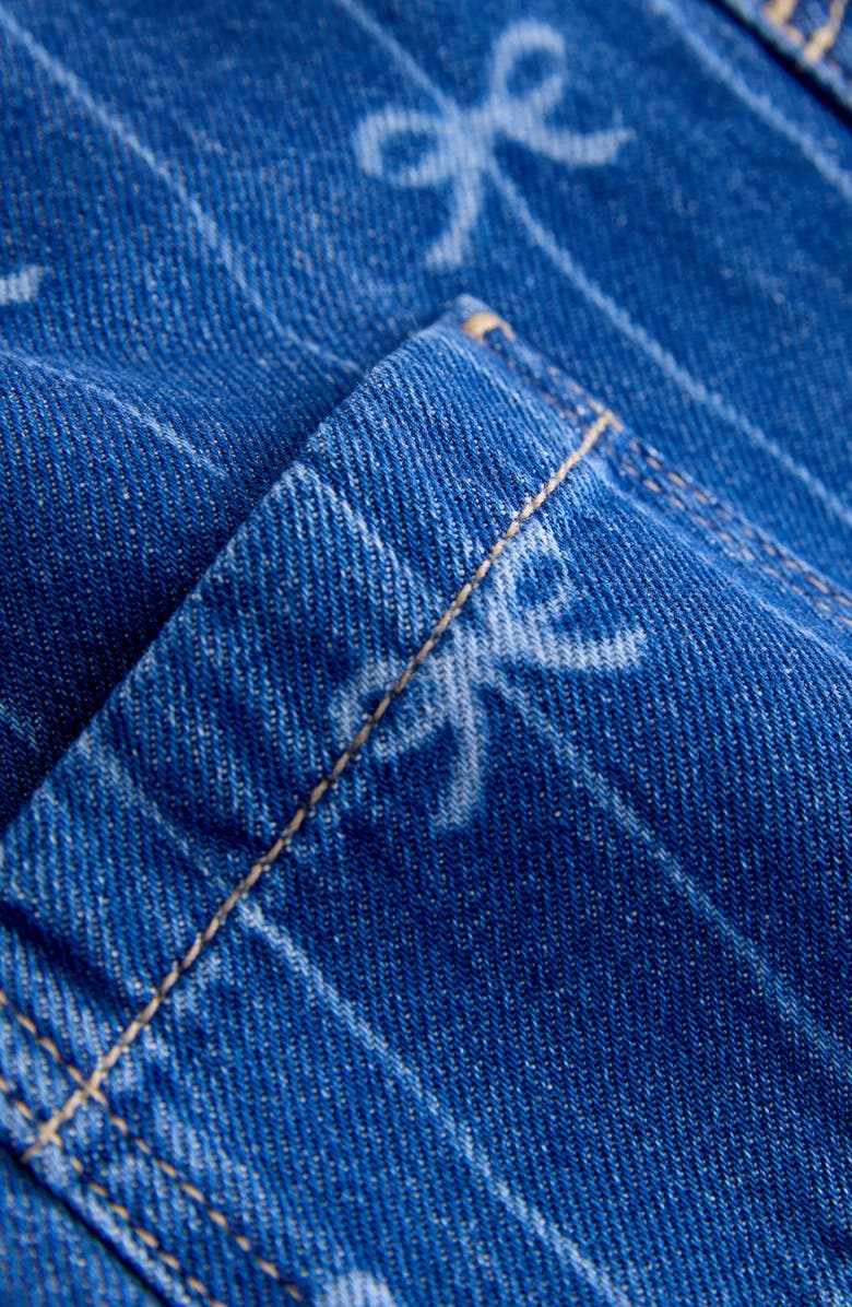 NEXT Kids' Bow Pattern Denim Overalls, Alternate, color, Blue