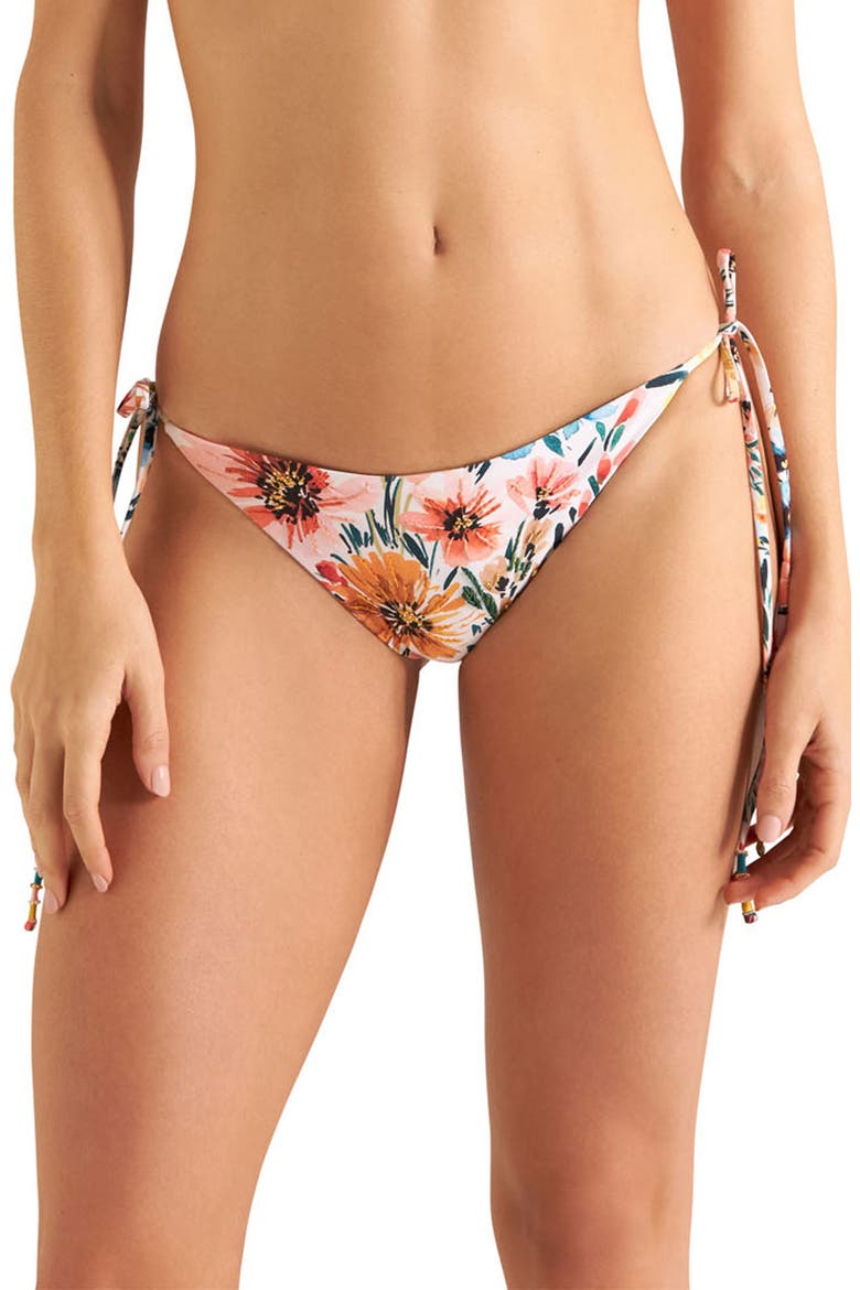 American Fit Side Tie Bikini Bottoms, Main, color, WHITE MULTI