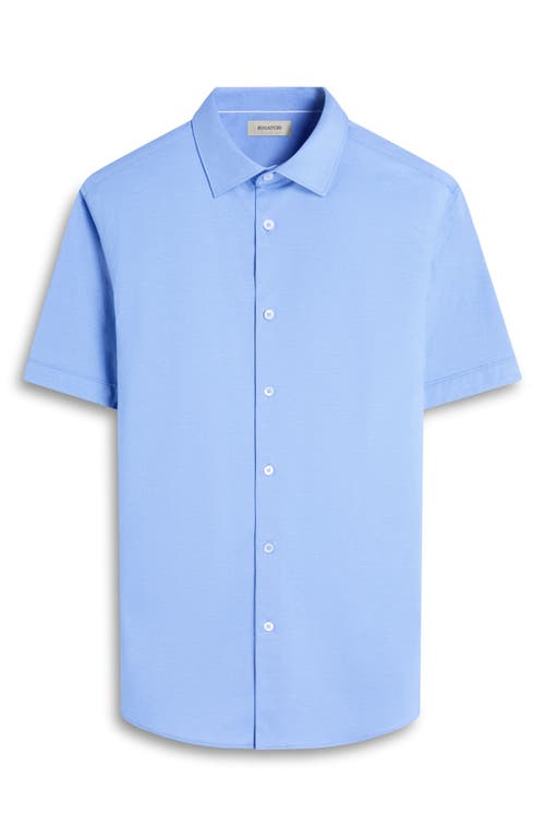 Bugatchi Myron Ooohcotton® Short Sleeve Herringbone Button-up Shirt In Air Blue