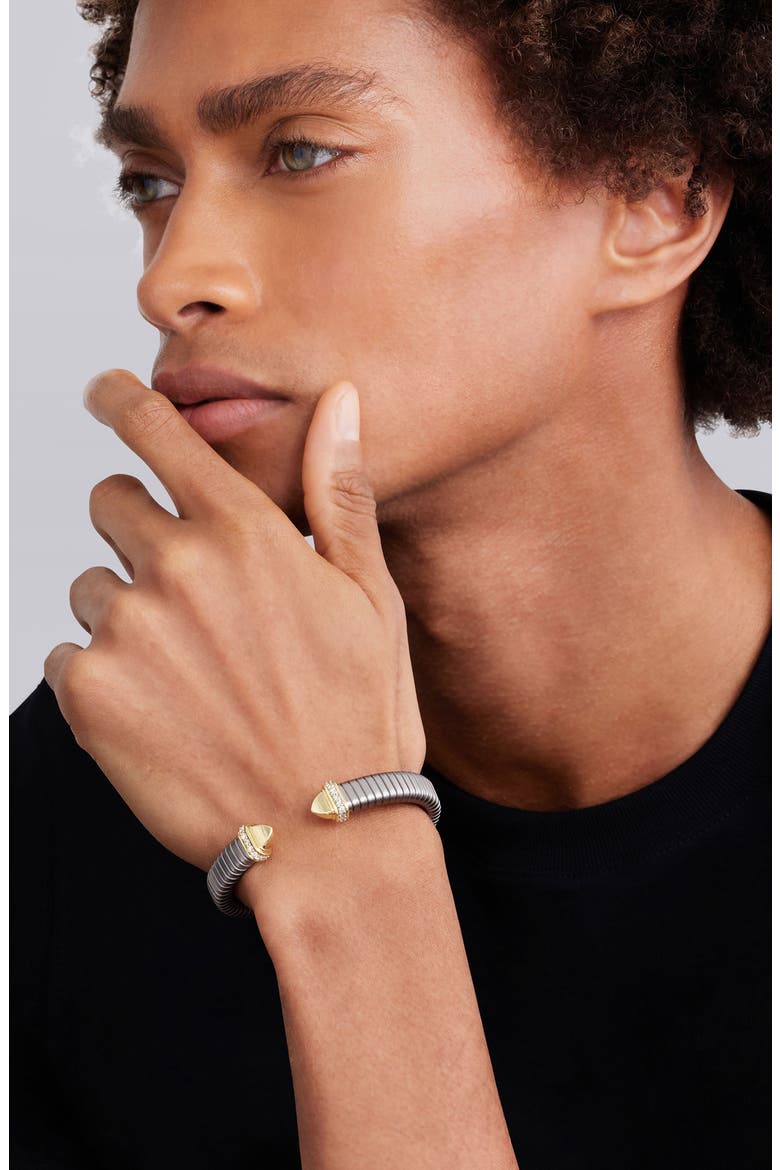 Men's Pointed Dome Diamond Bracelet, Alternate, color, TWO-TONE