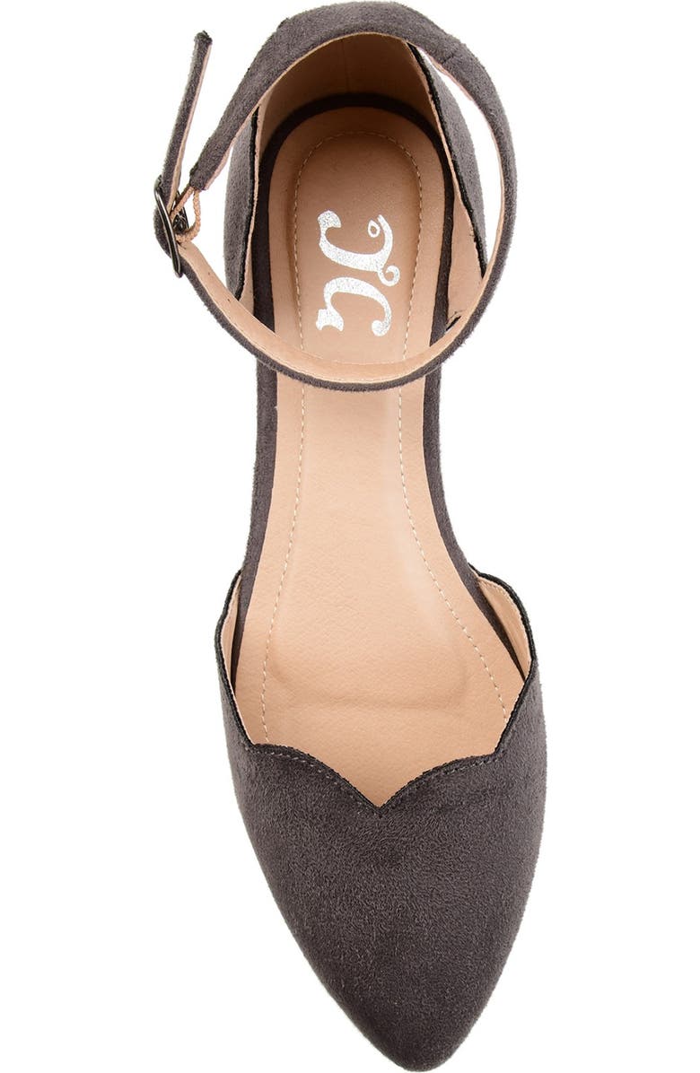Journee Collection Lana Ankle Strap Flat, Alternate, color, Grey