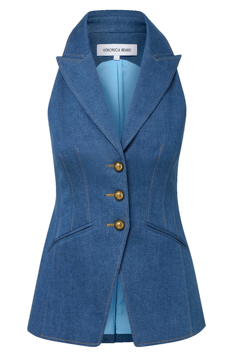 Veronica Beard Costa Denim Vest, Alternate, color, Cosmo