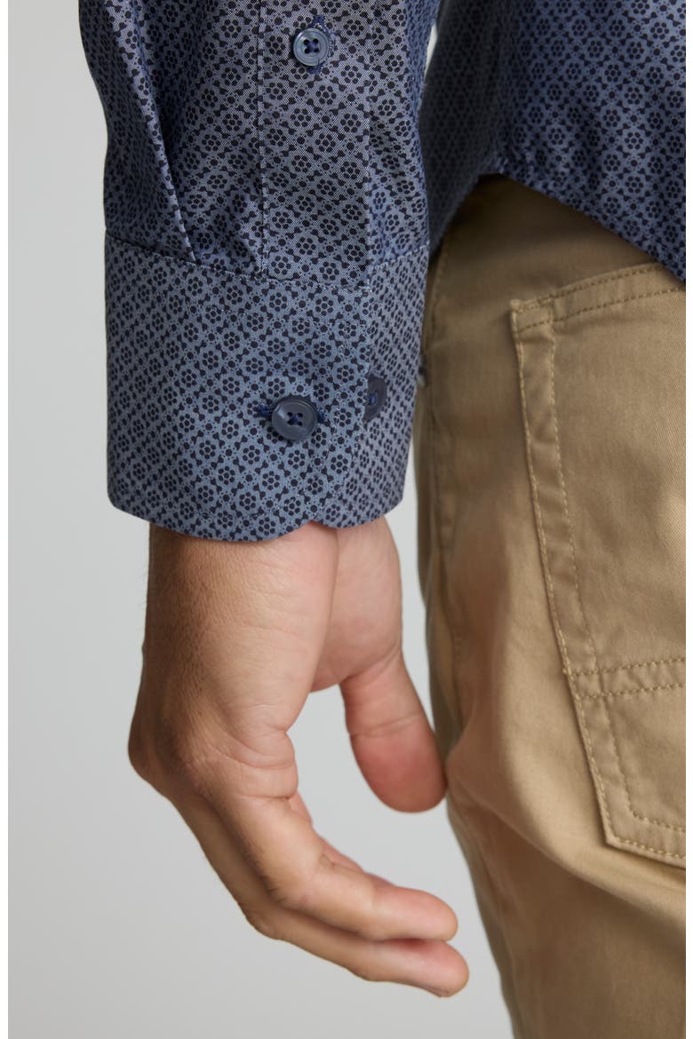Smithson Regular Fit Neat Floral Wrinkle Free Cotton Button-Down Shirt, Alternate, color, DARK GREY BLACK