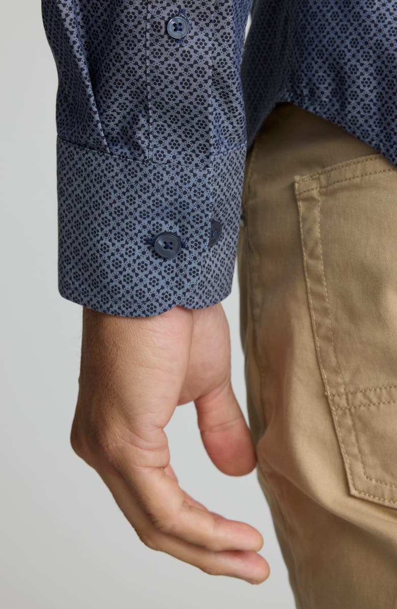 UNTUCKit Smithson Regular Fit Neat Floral Wrinkle Free Cotton Button-Down Shirt, Alternate, color, Dark Grey Black