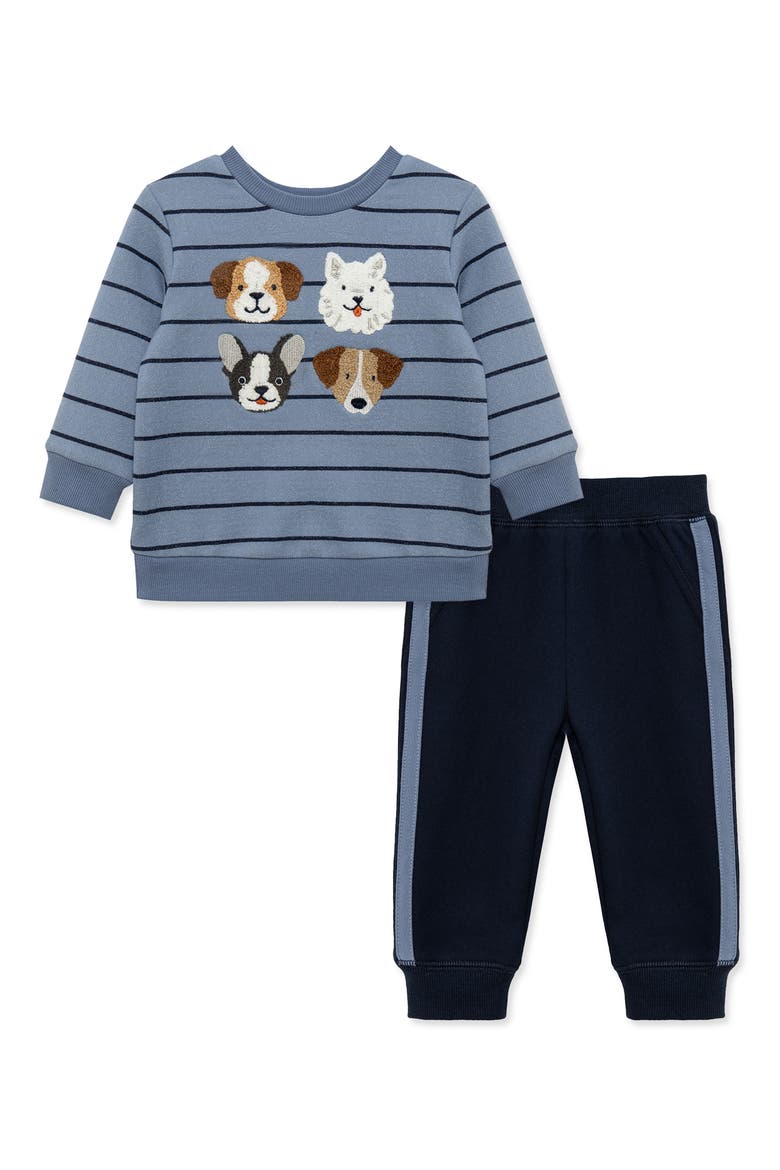 Puppy Sweatshirt & Joggers Set, Main, color, BLUE