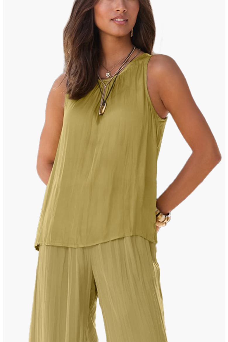 Flowy Textured Sleeveless Top, Main, color, Green
