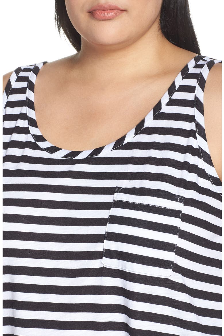 Gibson x Hi Sugarplum! Summerland Scoop Neck Pocket Tank Top (Nordstrom Exclusive), Alternate, color, BLACK/ WHITE STRIPE