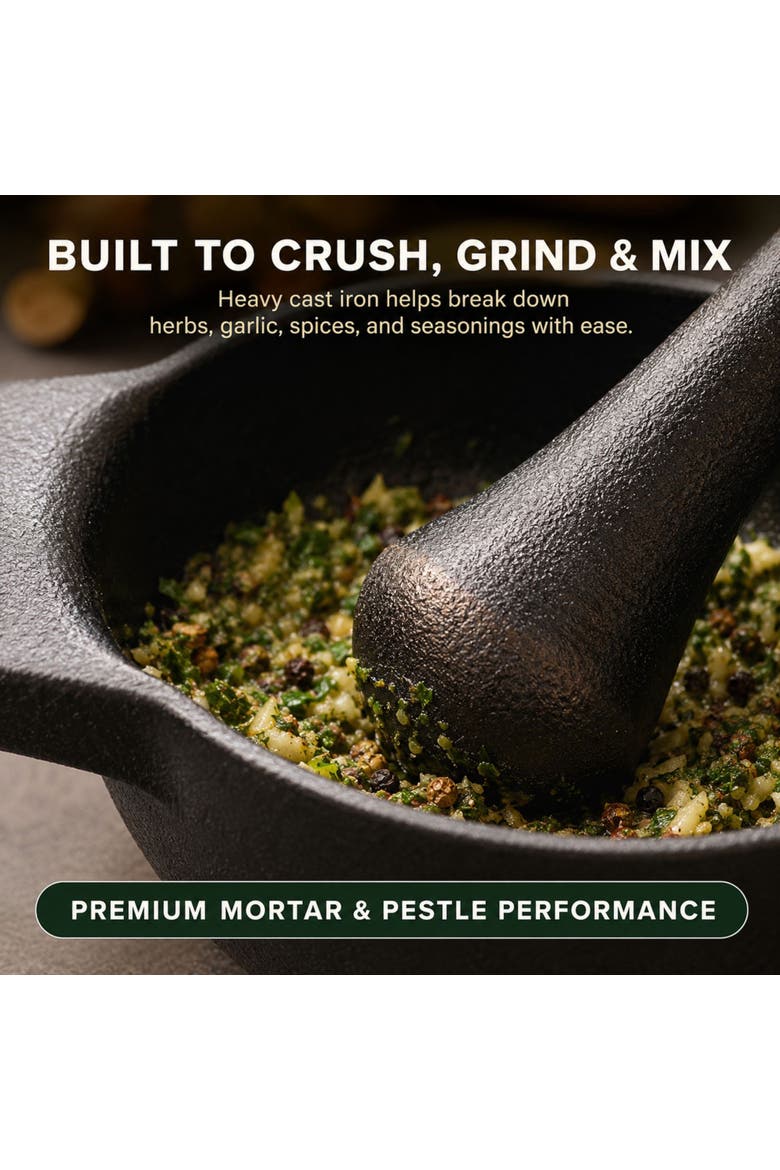 Nori Cast Iron Mortar & Pestle Set, 2-Cup, Alternate, color, Black