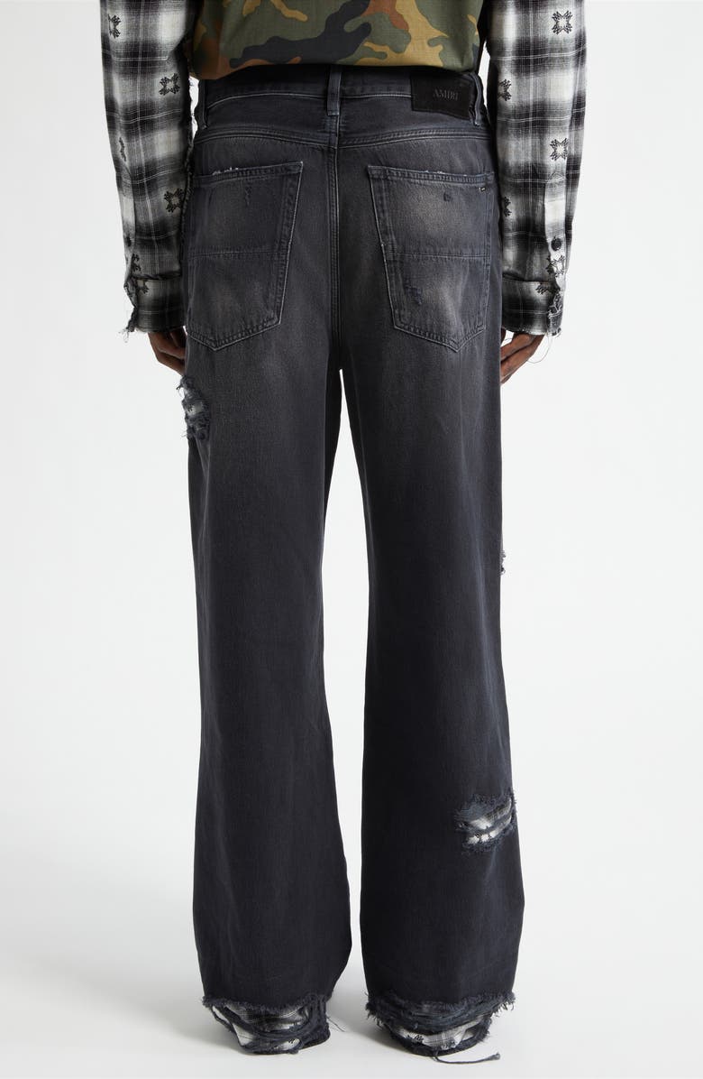 AMIRI Flannel Repaired Baggy Jeans, Alternate, color, Steel Black