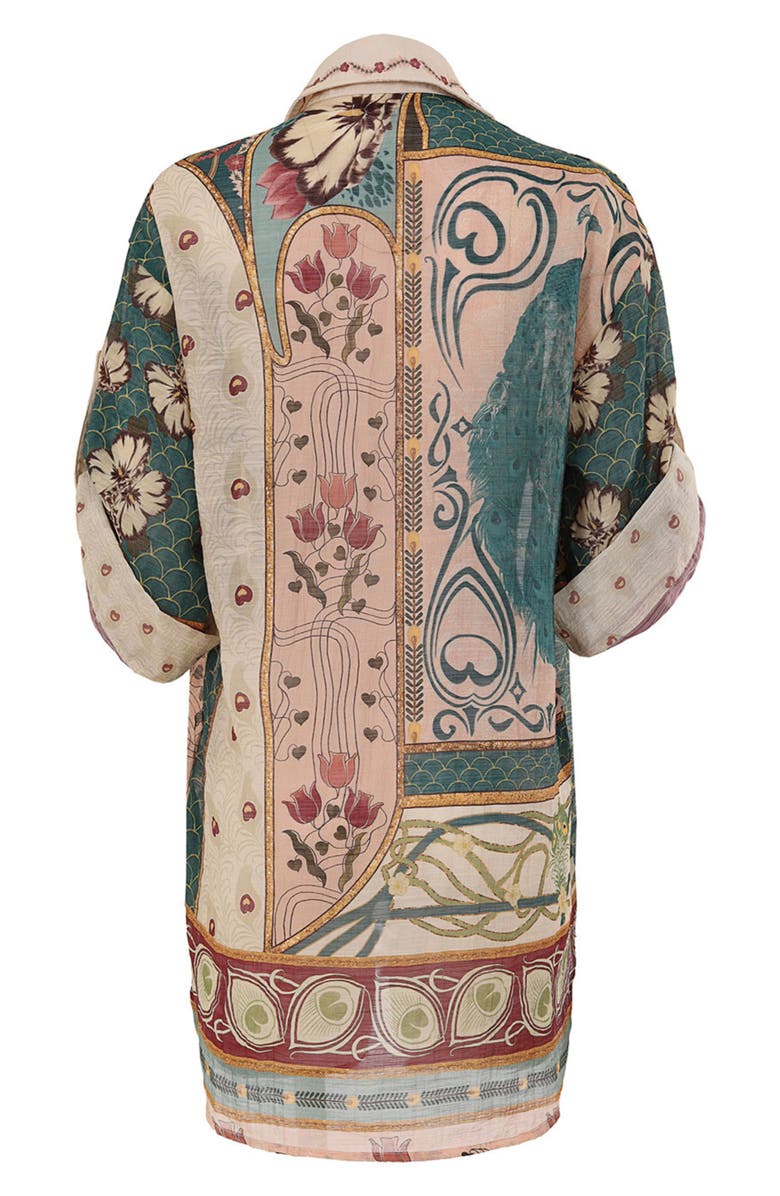 Agua Bendita Chrissy Plume Cover-Up Shirt, Alternate, color, Green