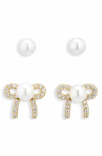 ARGENTO VIVO Set of 2 Faux Pearl Pavé Stud Earrings