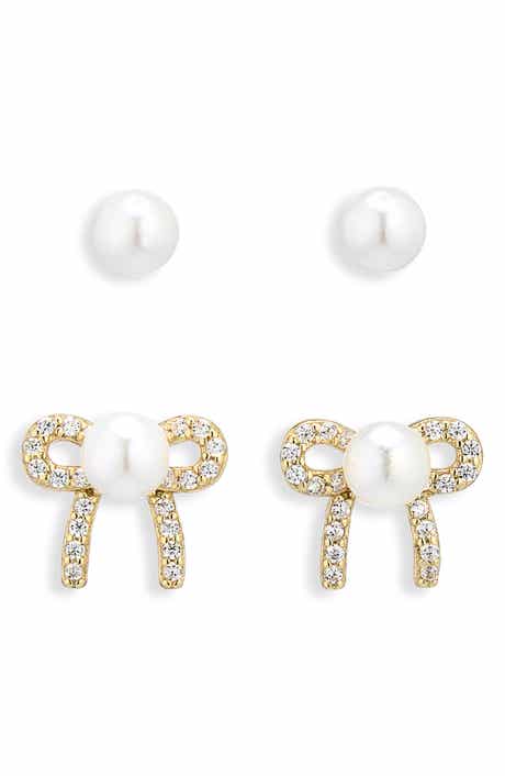 ARGENTO VIVO Set of 2 Faux Pearl Pavé Stud Earrings