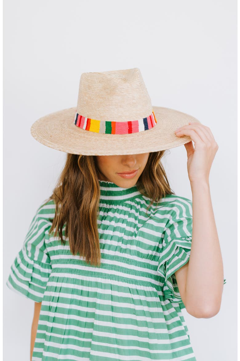 Flor Palm Straw Hat, Alternate, color, TAN/ MULTI