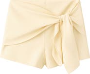 MANGO Pistacho Belted Shorts