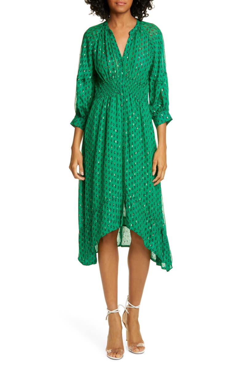 ba&sh Cyana Metallic Dot Smock Waist Dress, Main, color,