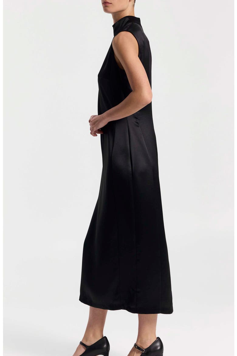 Midi Satin Dress, Alternate, color, Black