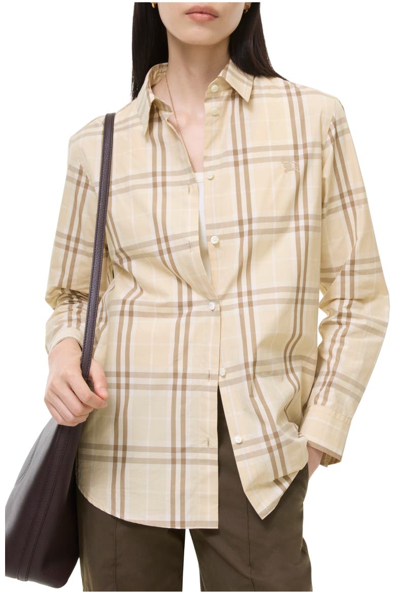 Classic Fit Check Cotton Shirt, Main, color, Yarn beige