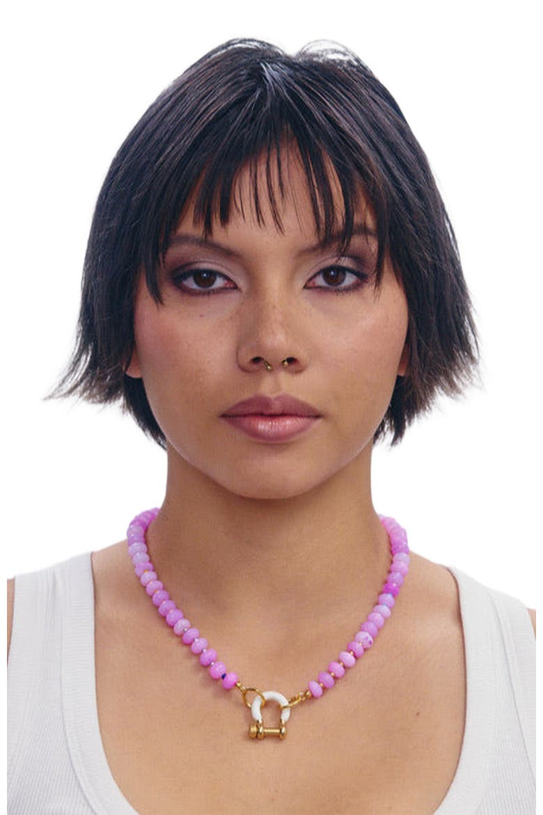 Louie Pink Opal Gold Plated Necklace, Alternate, color, Pink