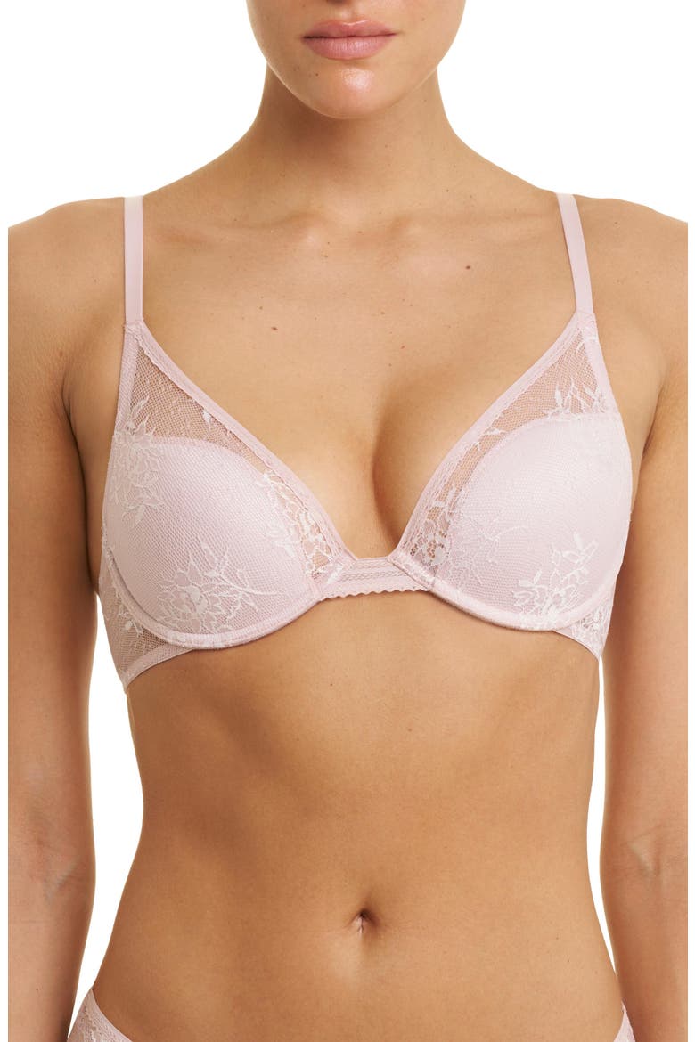 Love Lace Convertible Plunge Push-Up Bra, Main, color, Pink Pearl/Warm White