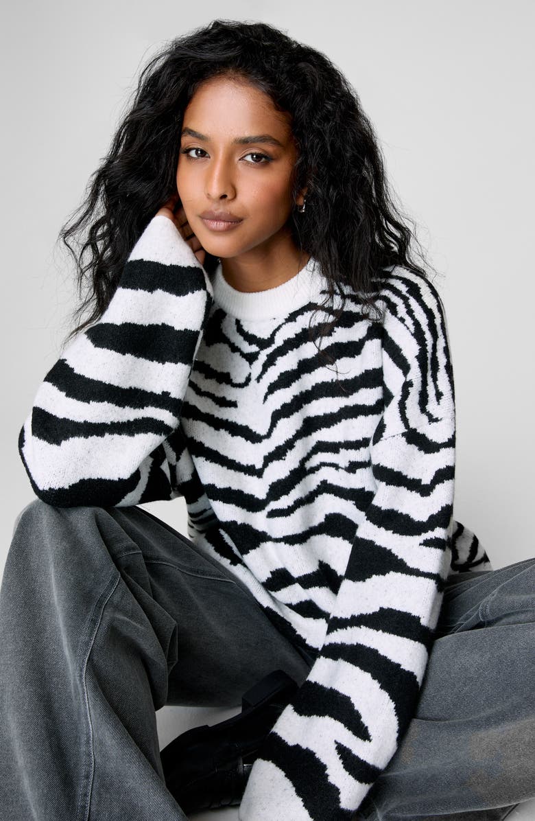 NASTY GAL Zebra Oversize Sweater, Alternate, color, 