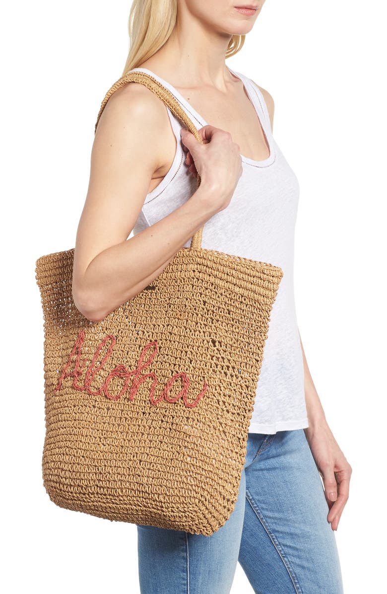 O'Neill Aloha Woven Raffia Tote, Alternate, color,